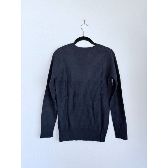 NWT Revolve One Gray Day Tenley !00% Cashmere Ribbed Pullover Sweater in Navy S - Picture 7 of 13
